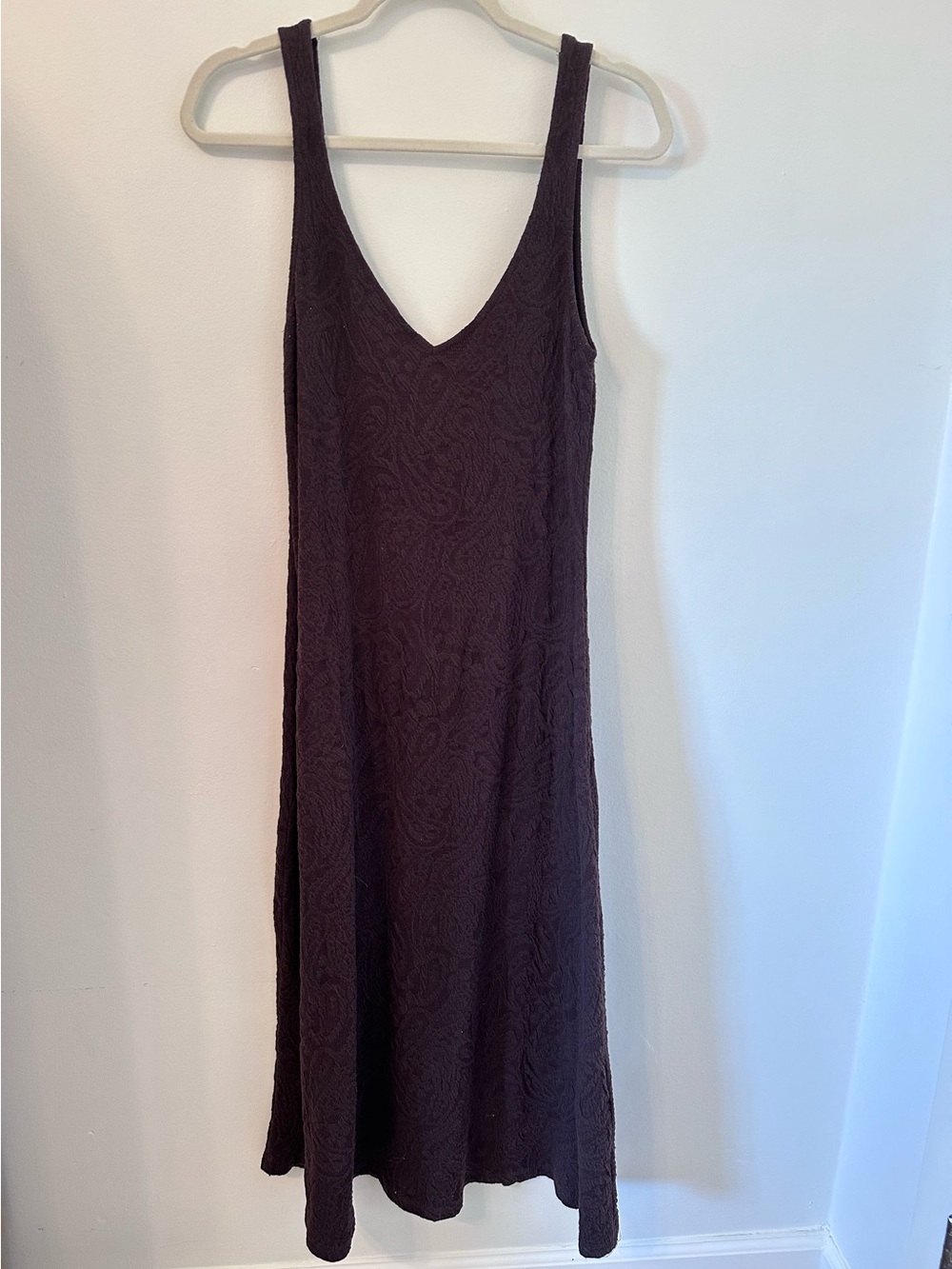 Zara Dark Brown Textured V-Neck Midi Maxi Dress